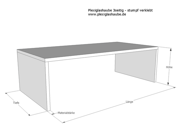 Plexiglashaube 3-seitig transparent